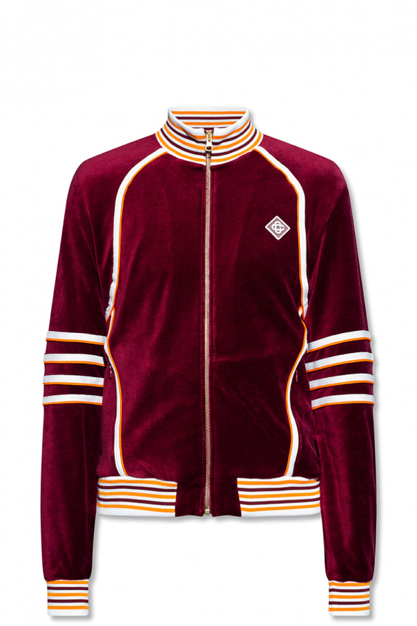 Burgundy Velvet track jacket Casablanca stripe detail T shirt Blu VbjdevelopmentsShops Seychelles